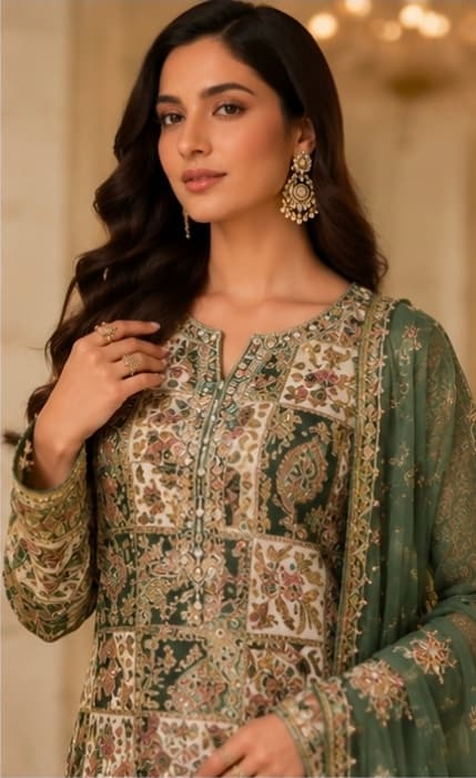 Noor-e-Bahar Zari Ensemble – Premium Heavy Zari Embroidered Kurta Set detailed portrait