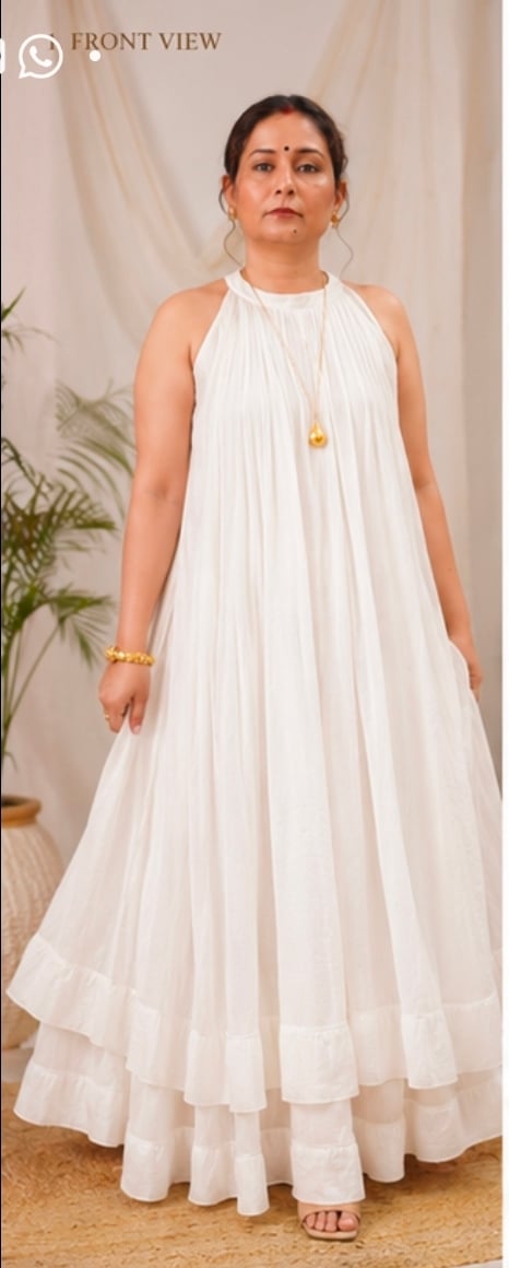 Noor Layered Mal Chanderi Suit Set – Premium White Mal Chanderi Layered Suit Set - view 1