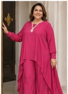 Luxe Flow Co-Ord Set – Dark Pink | Premium Armani Fabric Co-Ord Set detailed portrait