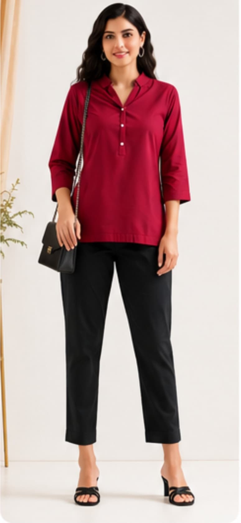 Women's Black Cotton Ankle Length Pant with Side Pockets – Premium Cotton Ankle Length Pant detailed portrait