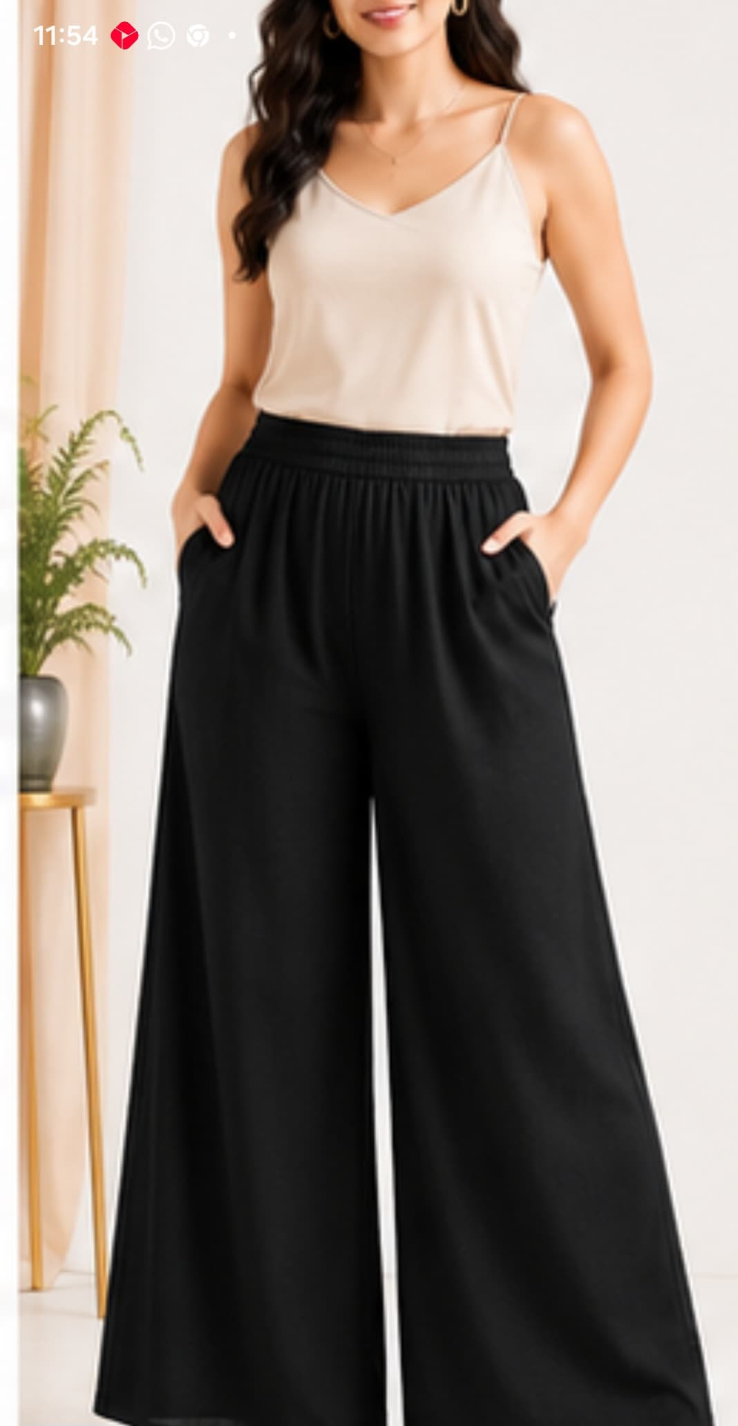 Black Flowy Cotton Palazzo for Women | Premium Wide Leg Cotton Palazzo detailed portrait