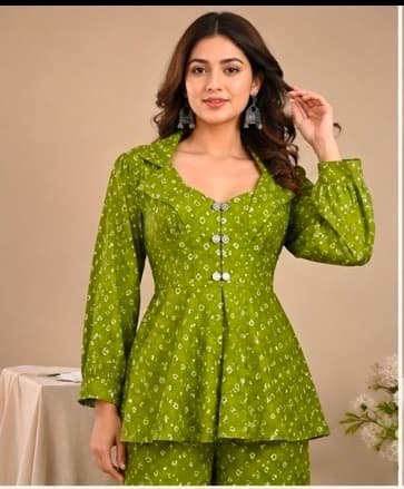 Women Cinon Green Co-ord Set – Premium Designer Festive Wear detailed portrait
